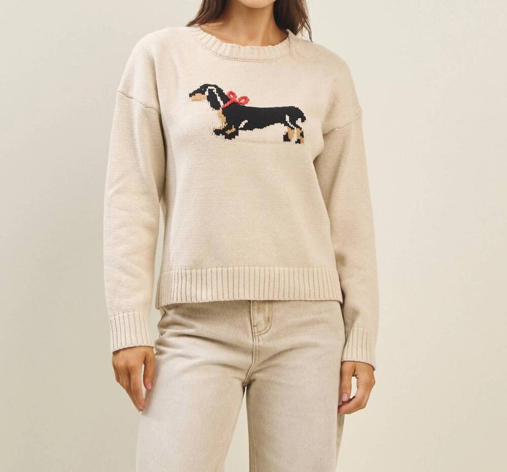 NEW ABLE lily dog crewneck sweater in natural